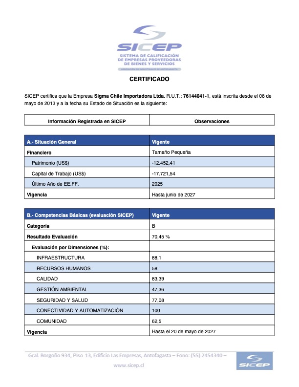 Certificado SICEP