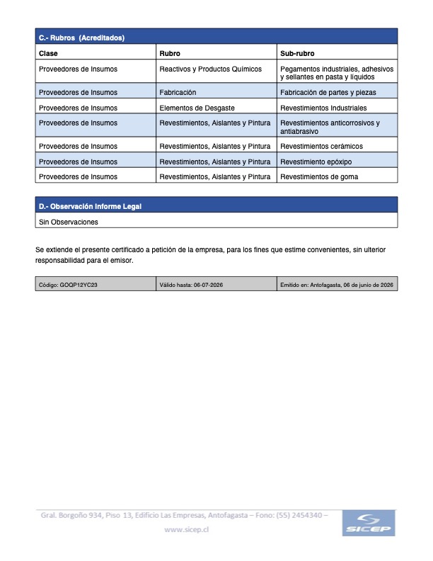 Certificado SICEP